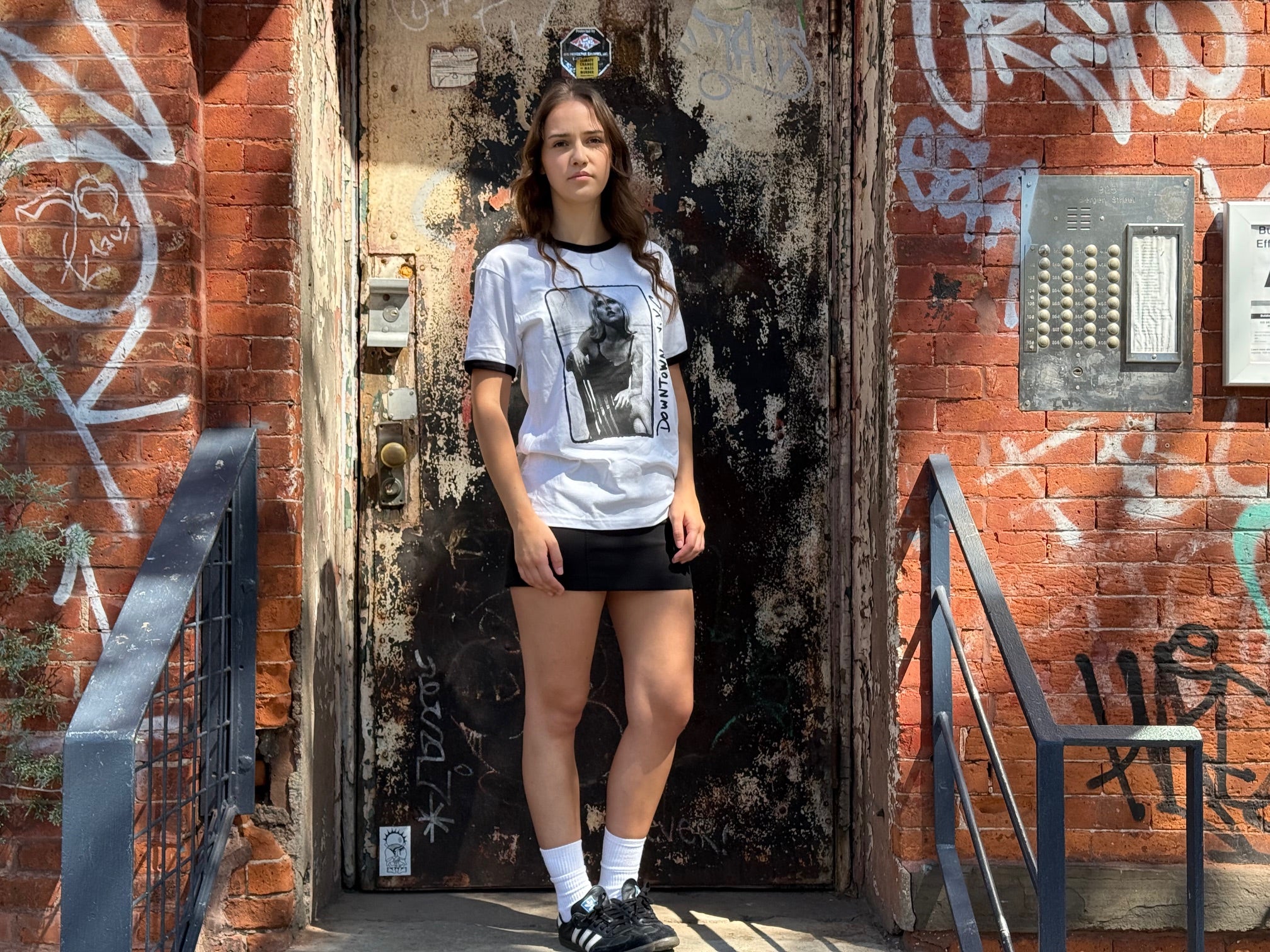 Debbie Harry (Seated) Black Ringer T-Shirt